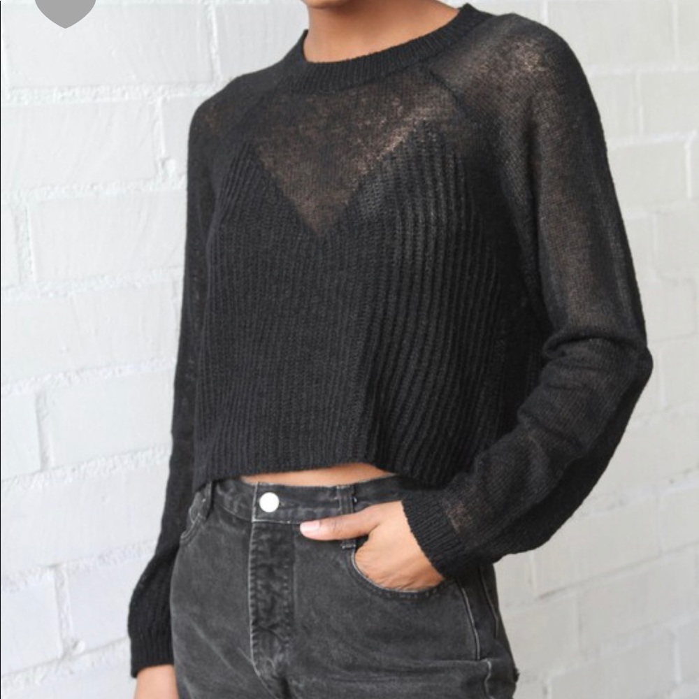 Black long sleeve knit top